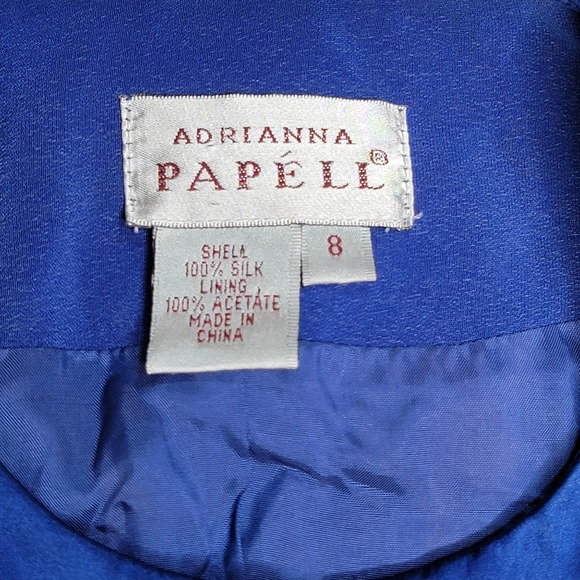 Adrianna Papell Silk Blend Jacket Size 8 Blue Occasion Wear Blazer - Picture 3 of 5